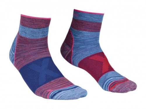 Dámské ponožky Ortovox Alpinist Quarter Socks W Velikost ponožek: 42-44 / Barva: modrá/růžová
