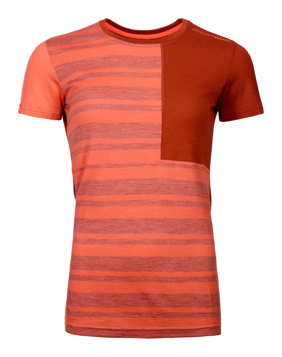 Dámské funkční triko Ortovox W's 185 Rock'N'Wool Short Sleeve Velikost: M / Barva: oranžová