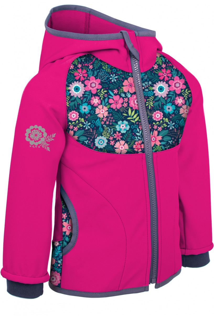 Dětská softshellová bunda Unuo fleece vzor Dětská velikost: 80-86 / Barva: růžová