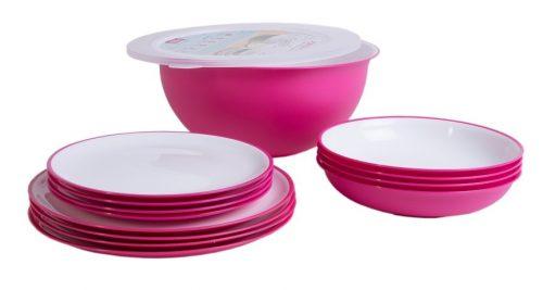 Set nádobí Omada Sanaliving Pic-Nic Set 14 ks Barva: růžová