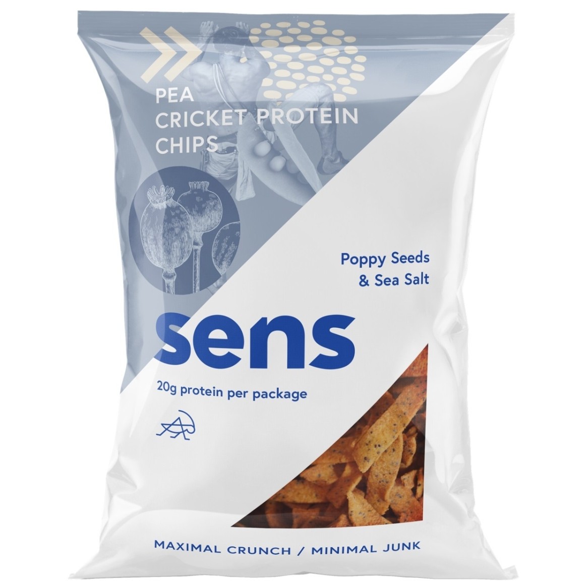 Chipsy Sens s cvrččím proteinem - Mák & Mořská sůl (80g) Barva: zelená