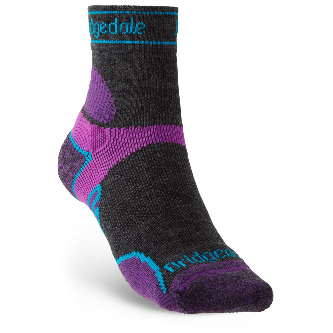 Dámské ponožky Bridgedale LW T2 MS 3/4 Crew Women's Velikost ponožek: 35-37 / Barva: černá/fialová