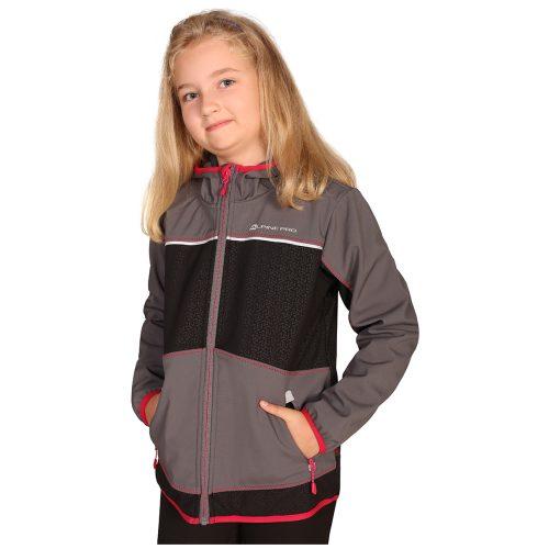 Dětská softshellová bunda Alpine Pro Stormo 2 Dětská velikost: 140-146 / Barva: šedá/růžová