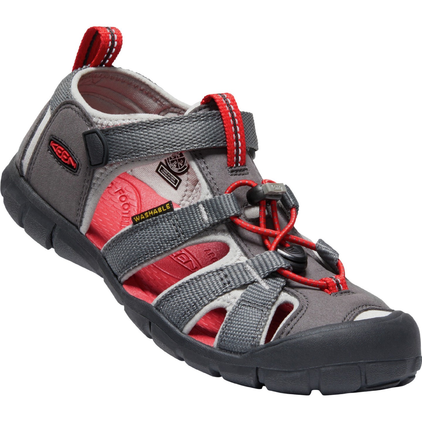 Dětské sandály Keen Seacamp II CNX K Velikost bot (EU): 24 / Barva: šedá/červená