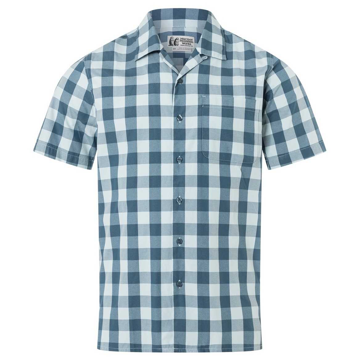 Pánská košile Marmot Muir Camp Novelty SS Velikost: L / Barva: modrá/bíla
