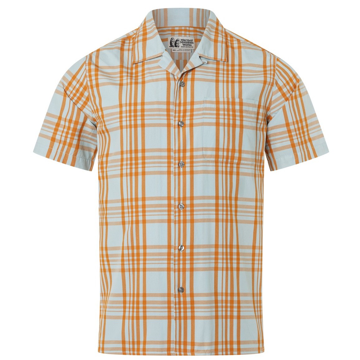 Pánská košile Marmot Muir Camp Novelty SS Velikost: L / Barva: modrá/oranžová