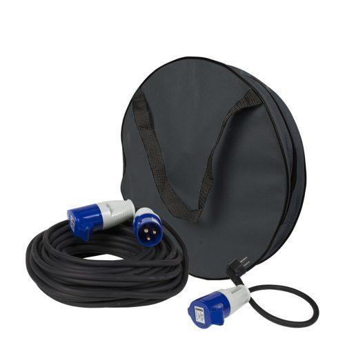 Prodlužovací kabel Gimeg elektraKaravan prodlužovačka 20m s obalem + adapter 35cm Barva: černá/modrá