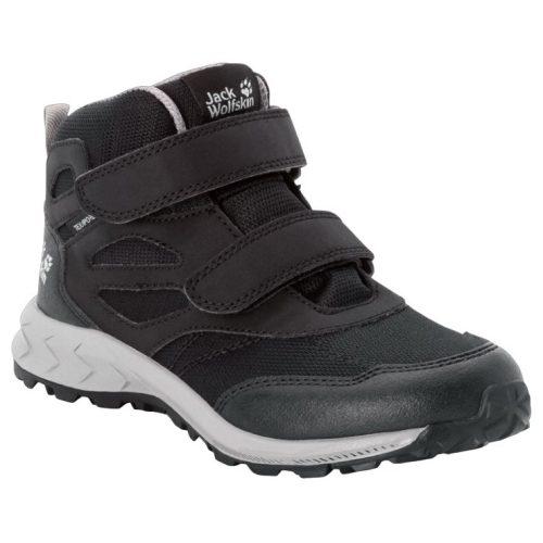 Dětské boty Jack Wolfskin Woodland Texapore Mid Vc K Velikost bot (EU): 30 / Barva: černá/šedá