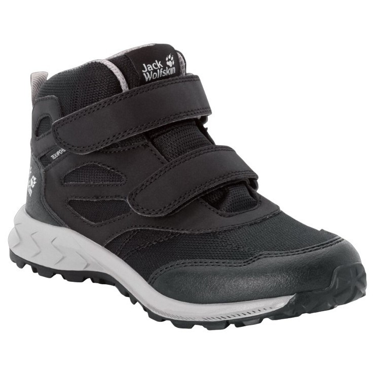 Dětské boty Jack Wolfskin Woodland Texapore Mid Vc K Velikost bot (EU): 32 / Barva: černá/šedá