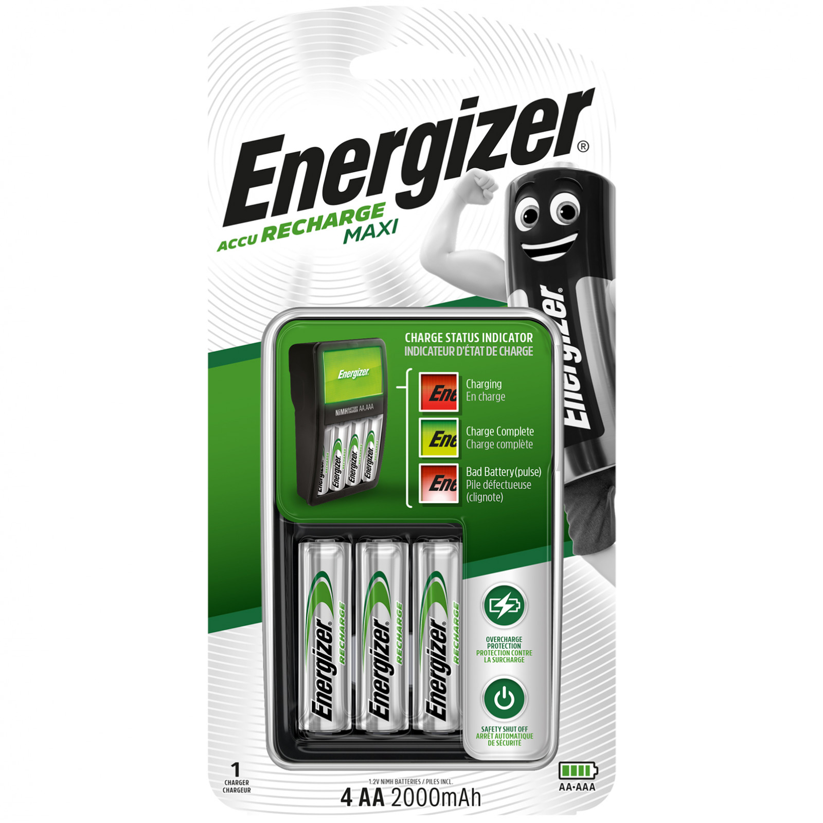 Nabíječka Energizer Maxi + 4AA Power Plus 2000 mAh Barva: černá/stříbrná