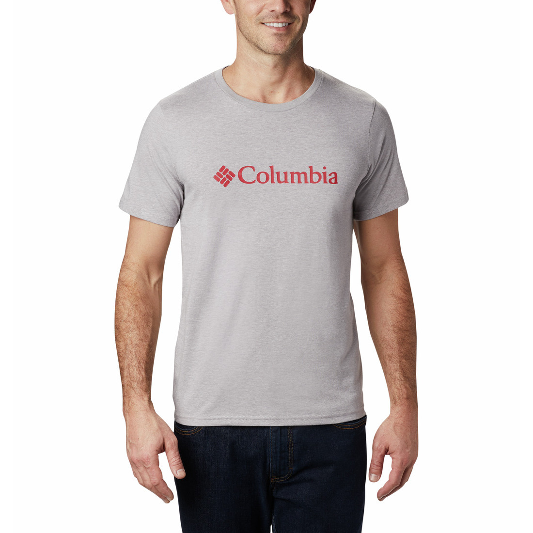 Pánské triko Columbia CSC Basic Logo Tee Velikost: M / Barva: šedá/červená