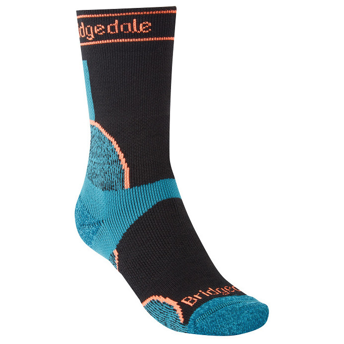 Dámské ponožky Bridgedale Trail Run MW T2 MS 3/4 Crew Women's Velikost ponožek: 38-40 / Barva: černá/modrá