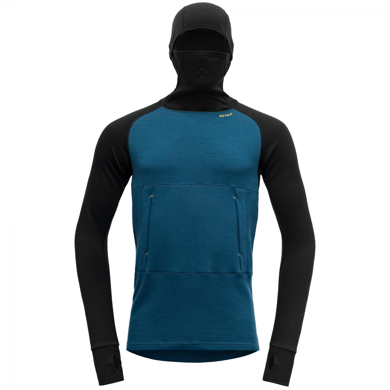 Pánské funkční triko Devold Expedition Arctic Man Hoodie Velikost: L / Barva: modrá/černá