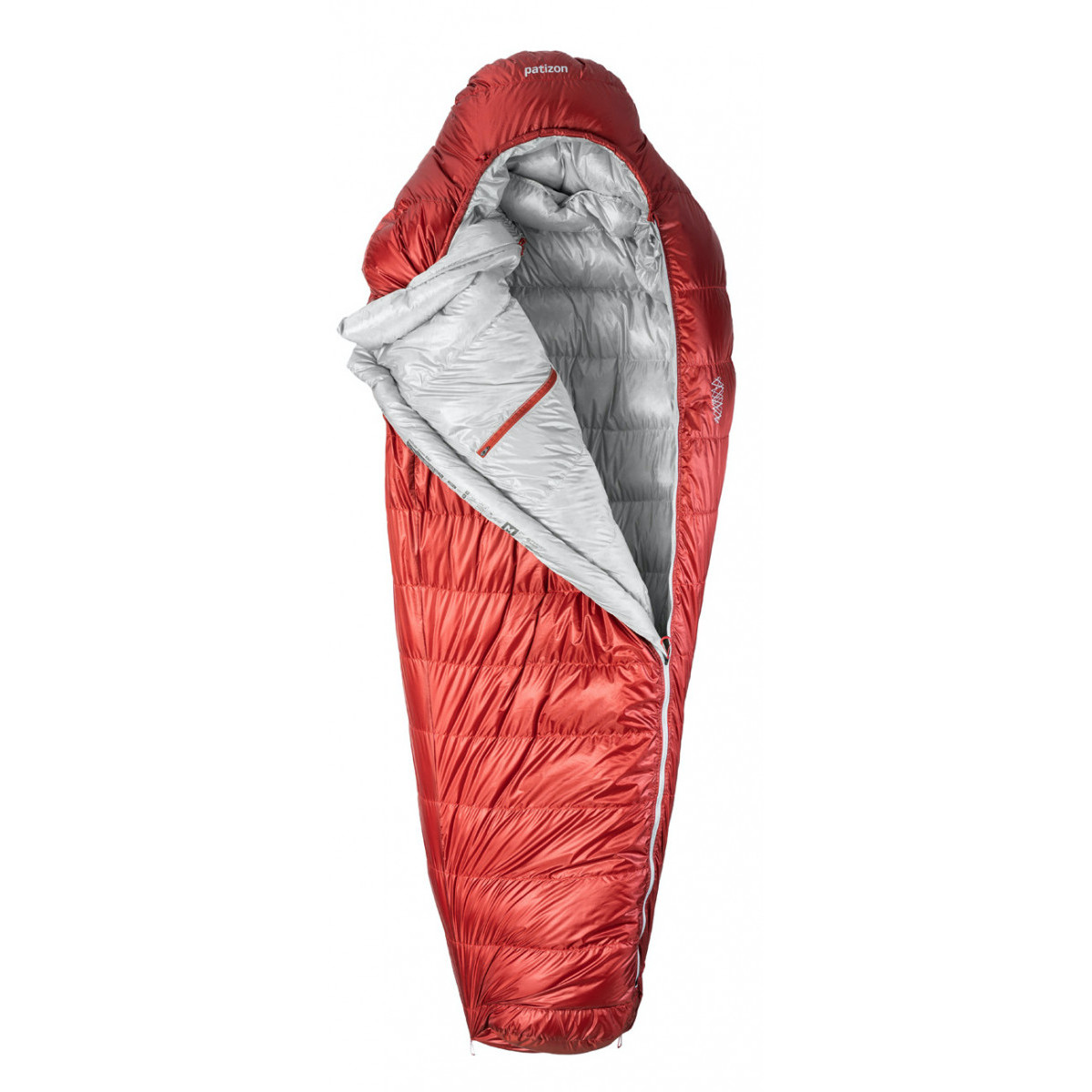 Péřový spacák Patizon DPRO 890 S (156-170 cm) Zip: Levý / Barva: červená/stříbrná