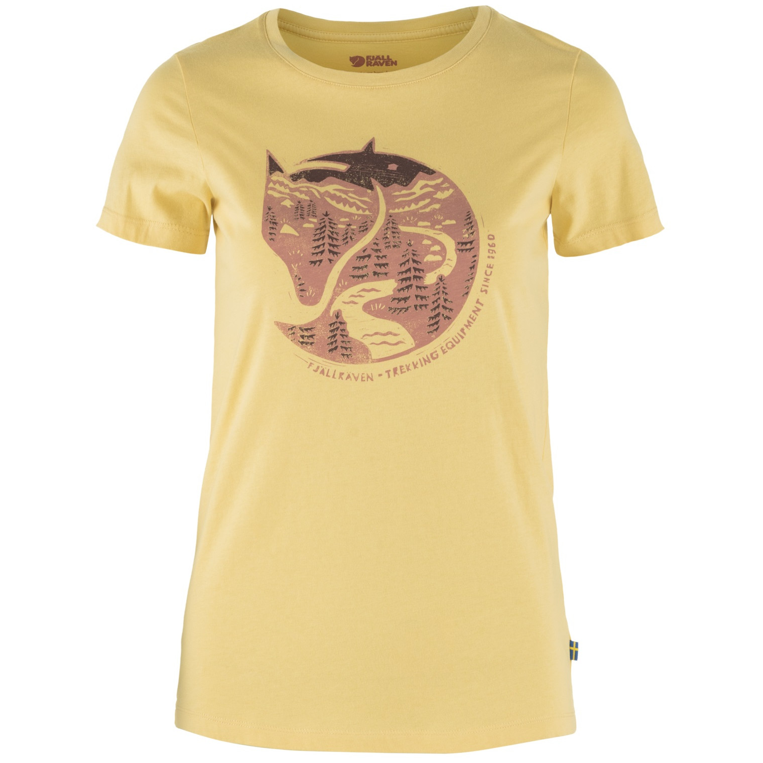 Dámské triko Fjällräven Arctic Fox Print T-shirt W Velikost: L / Barva: žlutá
