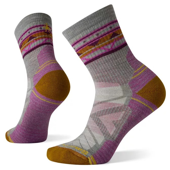 Dámské ponožky Smartwool Hike Light Cushion Zig Zag Valley Mid Crew Socks Velikost ponožek: 38-41 / Barva: fialová