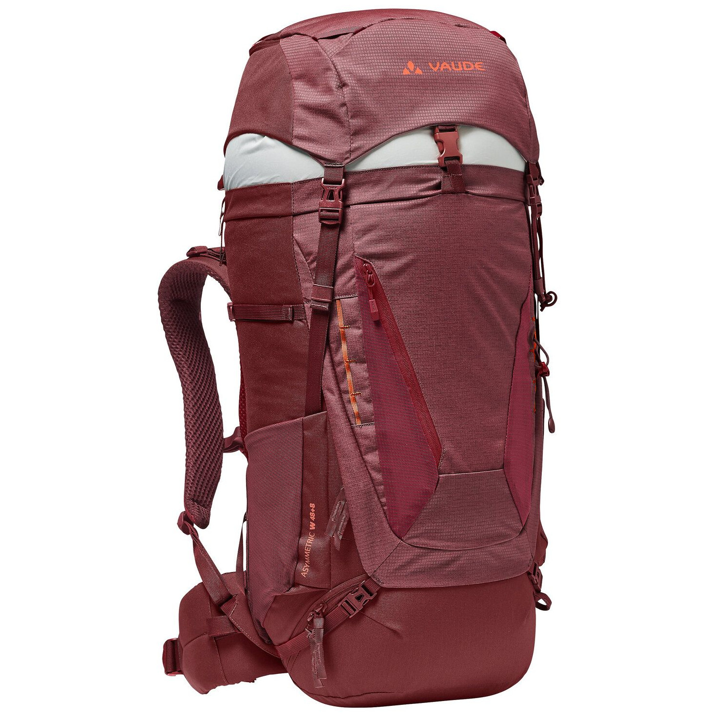 Dámský turistický batoh Vaude Asymmetric 48+8 Velikost zad batohu: regular / Barva: červená