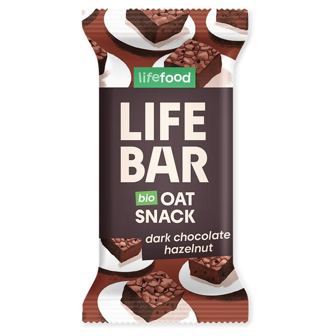 Tyčinka Lifefood Lifebar Oat Snack čokoládový s lískovými oříšky BIO 40 g Příchuť: lískový oříšek / Barva: hnědá